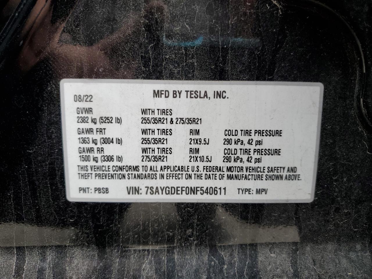 2022 Tesla Model Y VIN: 7SAYGDEF4NF455058 Lot: 82452205