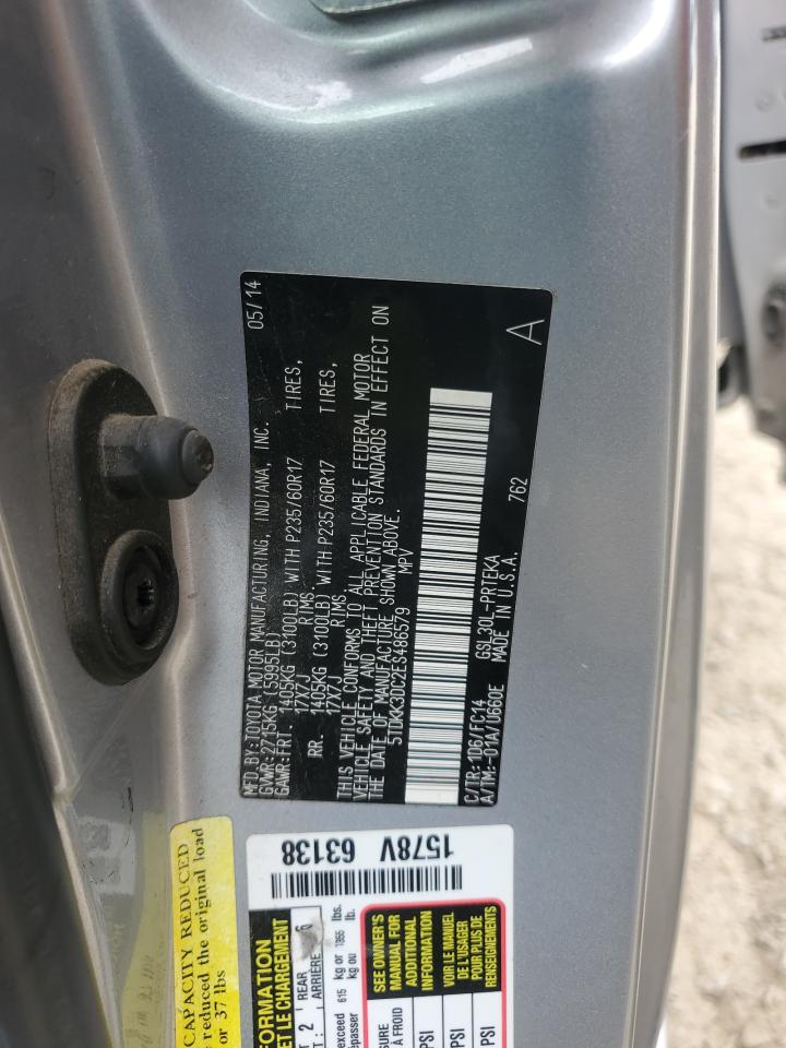 2014 Toyota Sienna Le VIN: 5TDKK3DC2ES486579 Lot: 82358665