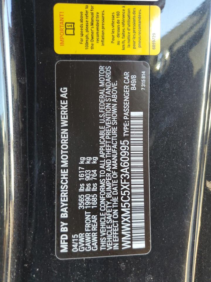 2015 Mini Cooper VIN: WMWXM5C5XF3A60995 Lot: 86899115