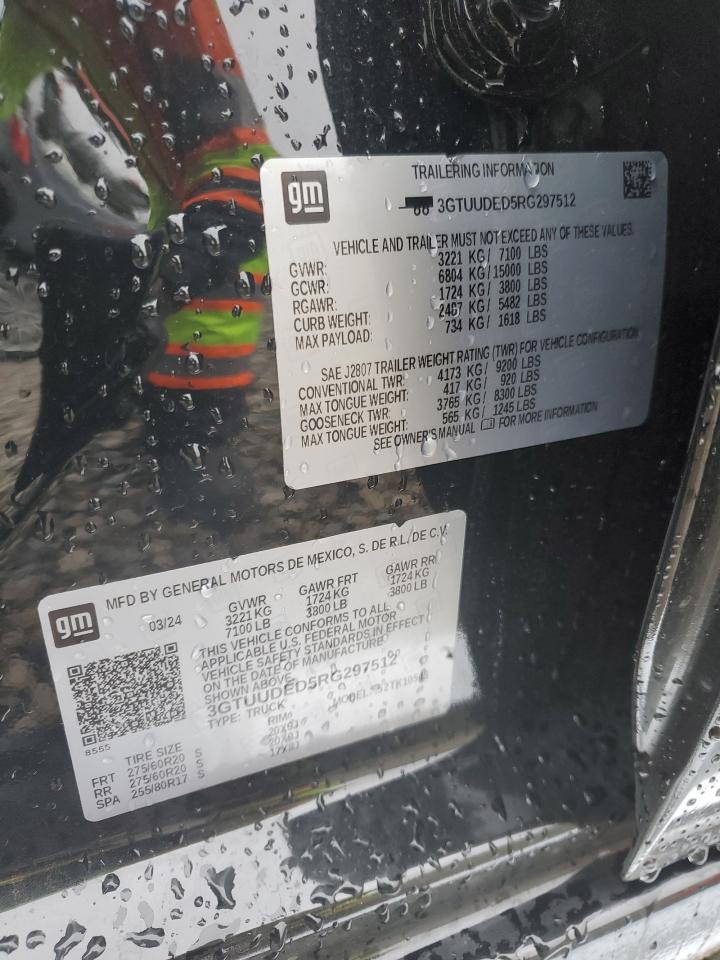 2024 GMC Sierra K1500 Slt VIN: 3GTUUDED5RG297512 Lot: 82773875