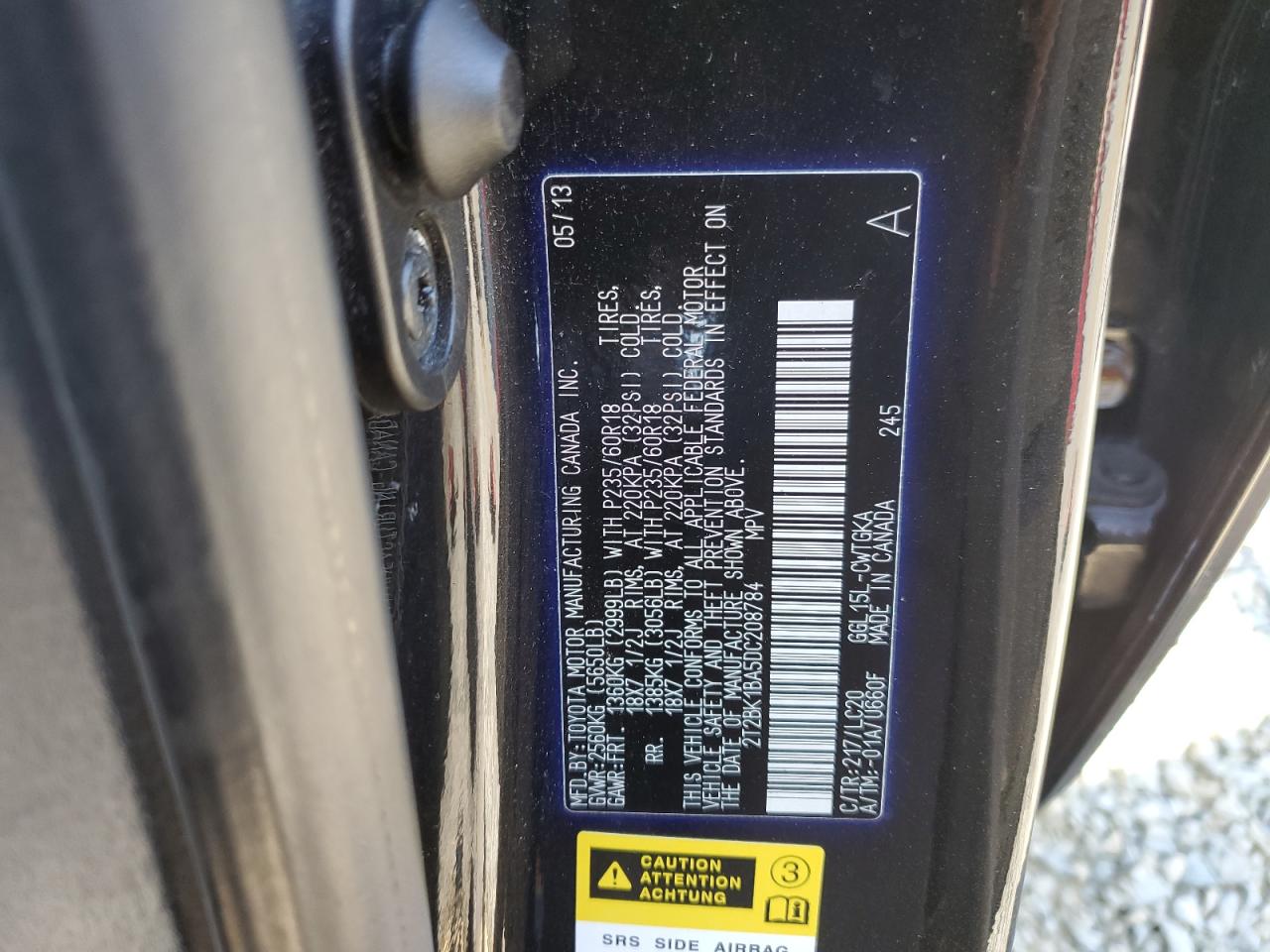 2013 Lexus Rx 350 Base VIN: 2T2BK1BA5DC208784 Lot: 85359125