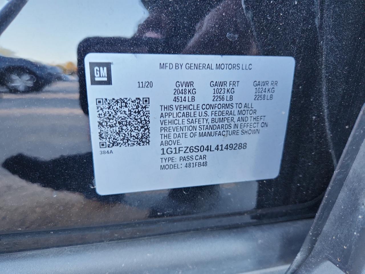 2020 Chevrolet Bolt Ev Premier VIN: 1G1FZ6S04L4149288 Lot: 89630615