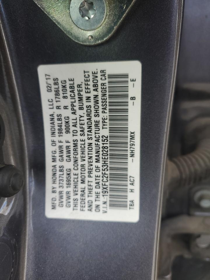 2017 Honda Civic Lx VIN: 19XFC2F53HE028152 Lot: 81971485