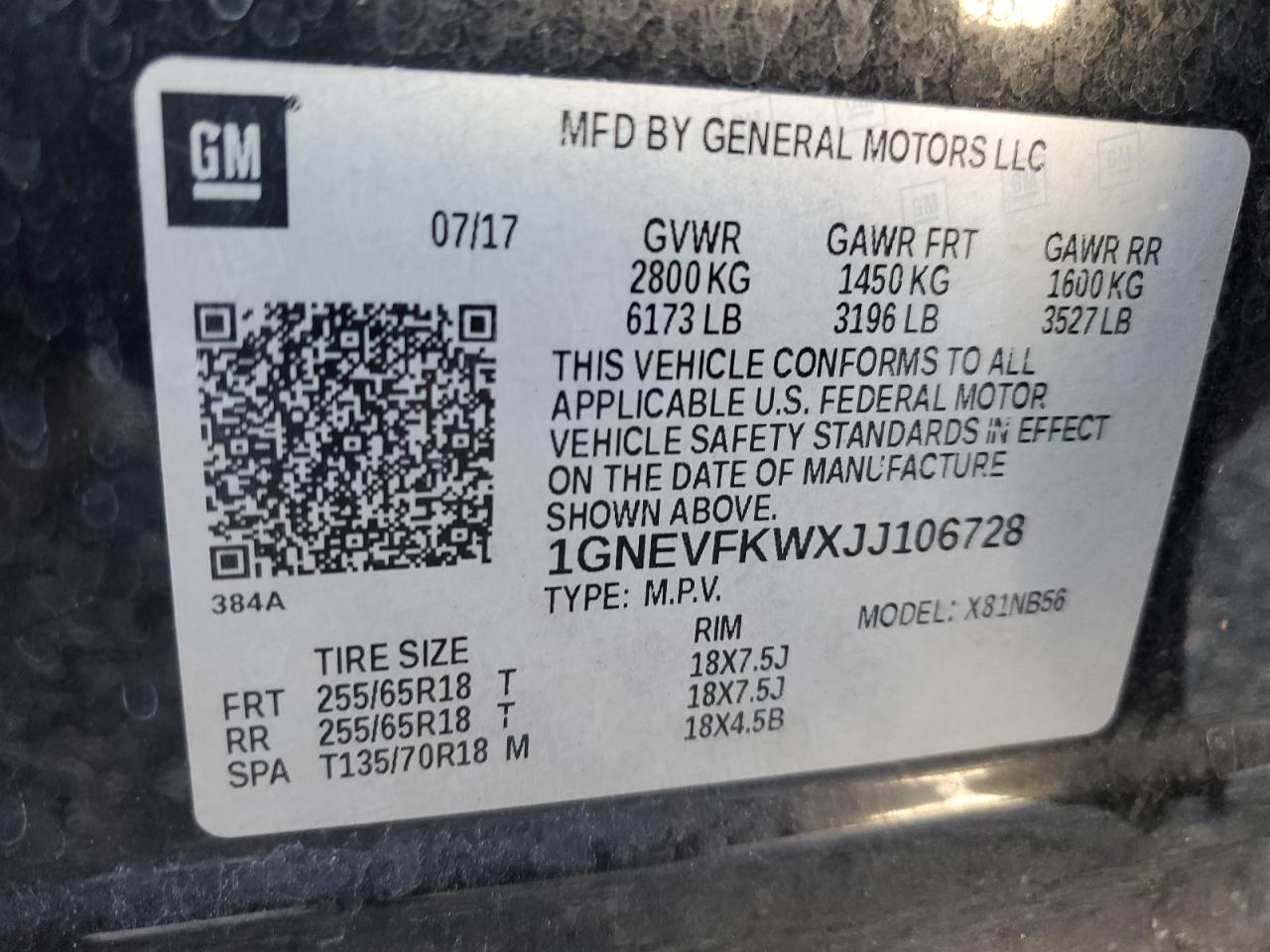 2018 Chevrolet Traverse Ls VIN: 1GNEVFKWXJJ106728 Lot: 82219125