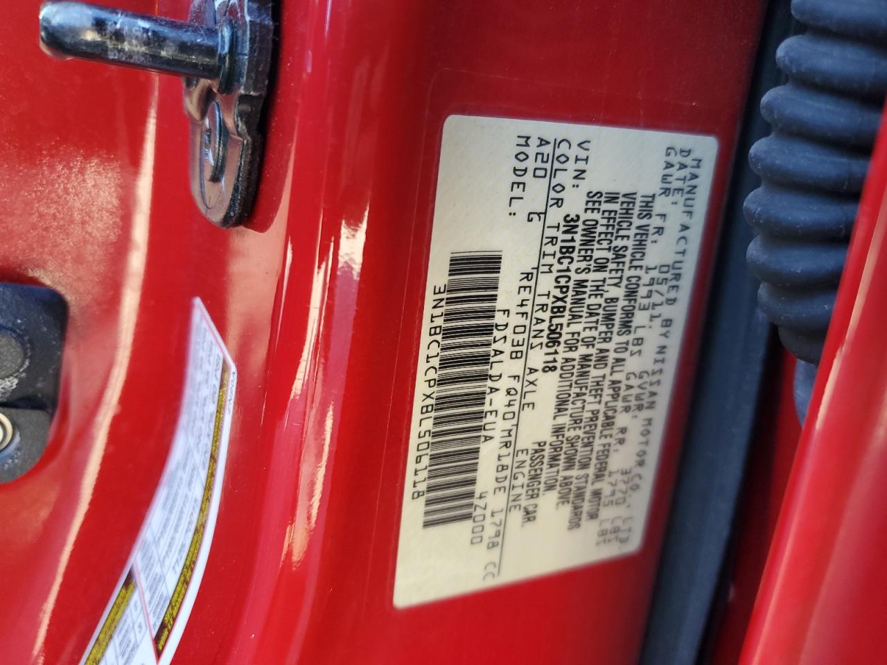 2011 Nissan Versa S VIN: 3N1BC1CPXBL506118 Lot: 85903795