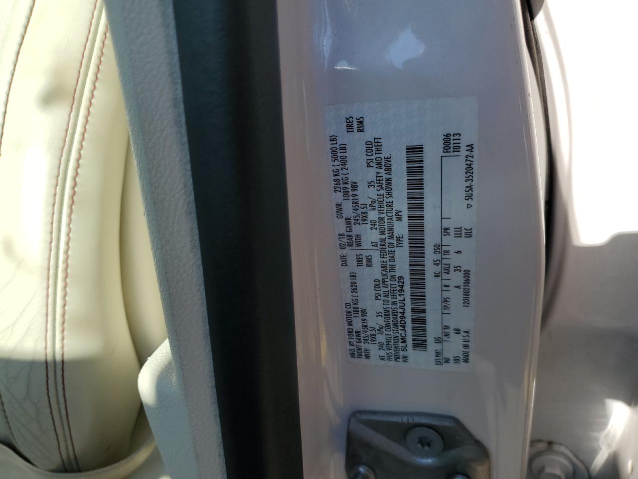 2018 Lincoln Mkc Black Label VIN: 5LMCJ4D94JUL19429 Lot: 87437925