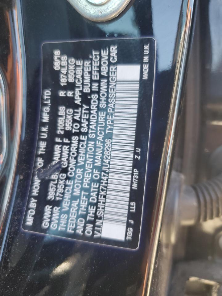 2018 Honda Civic Sport VIN: SHHFK7H47JU428296 Lot: 85649045