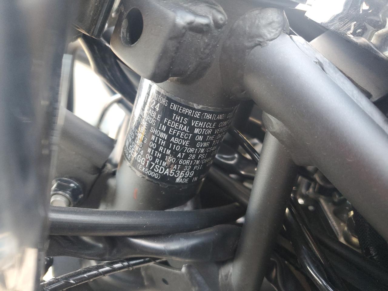 2025 Kawasaki Ex500 VIN: ML5EXGG17SDA53599 Lot: 86153665