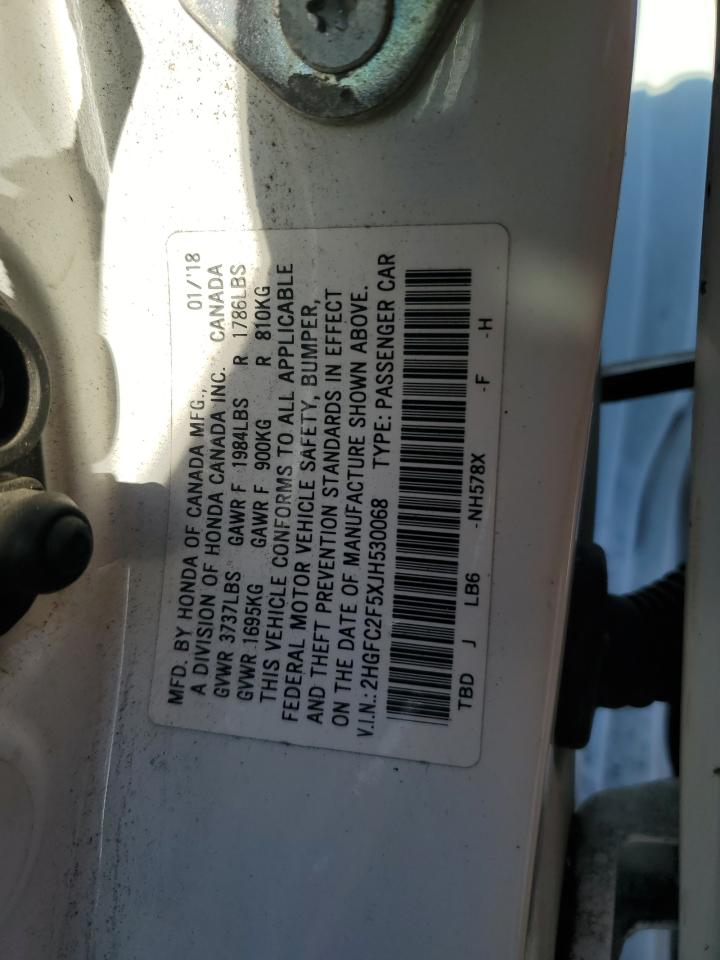 2018 Honda Civic Lx VIN: 2HGFC2F5XJH530068 Lot: 82078605