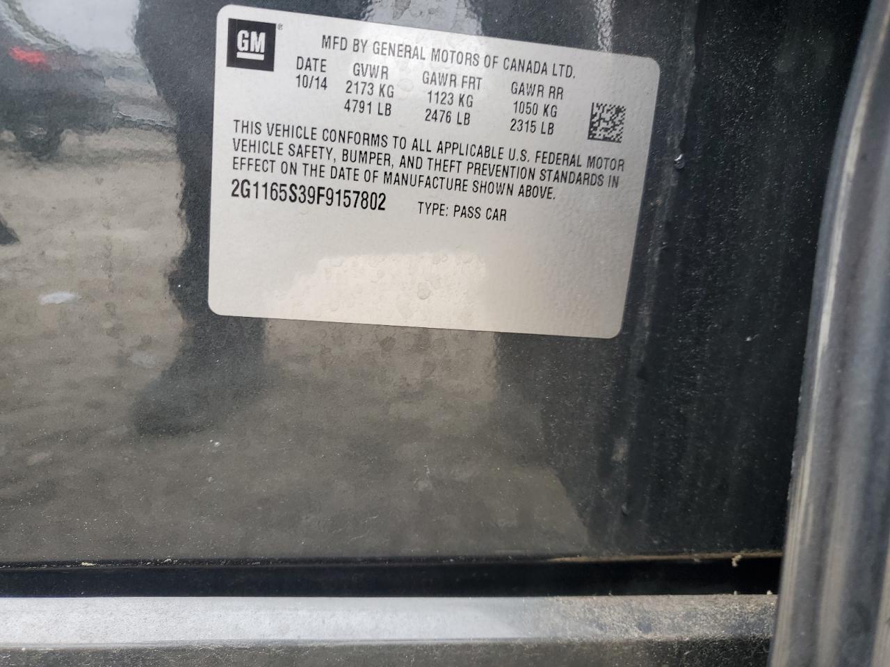 2015 Chevrolet Impala Ltz VIN: 2G1165S39F9157802 Lot: 85541275