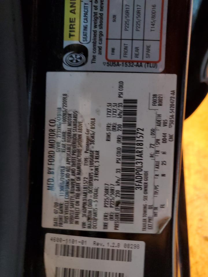 2010 Ford Fusion Hybrid VIN: 3FADP0L31AR181572 Lot: 87310635