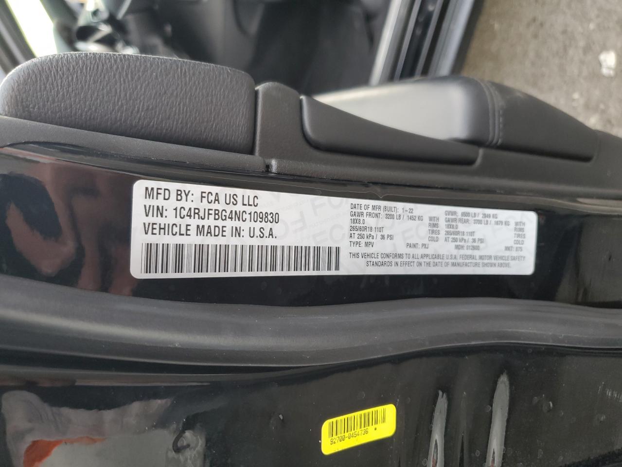 2022 Jeep Grand Cherokee Limited VIN: 1C4RJFBG4NC109830 Lot: 84996525