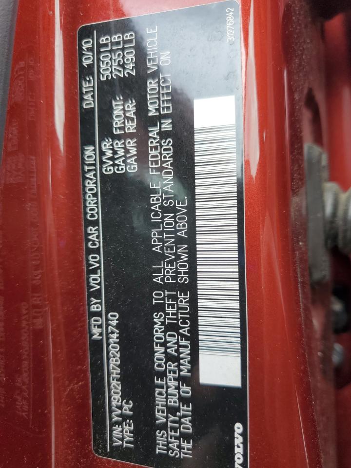 2011 Volvo S60 T6 VIN: YV1902FH7B2014740 Lot: 81901155