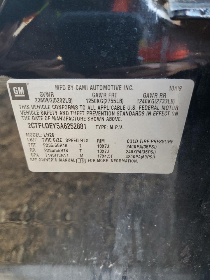 2010 GMC Terrain Sle VIN: 2CTFLDEY5A6252881 Lot: 82375335