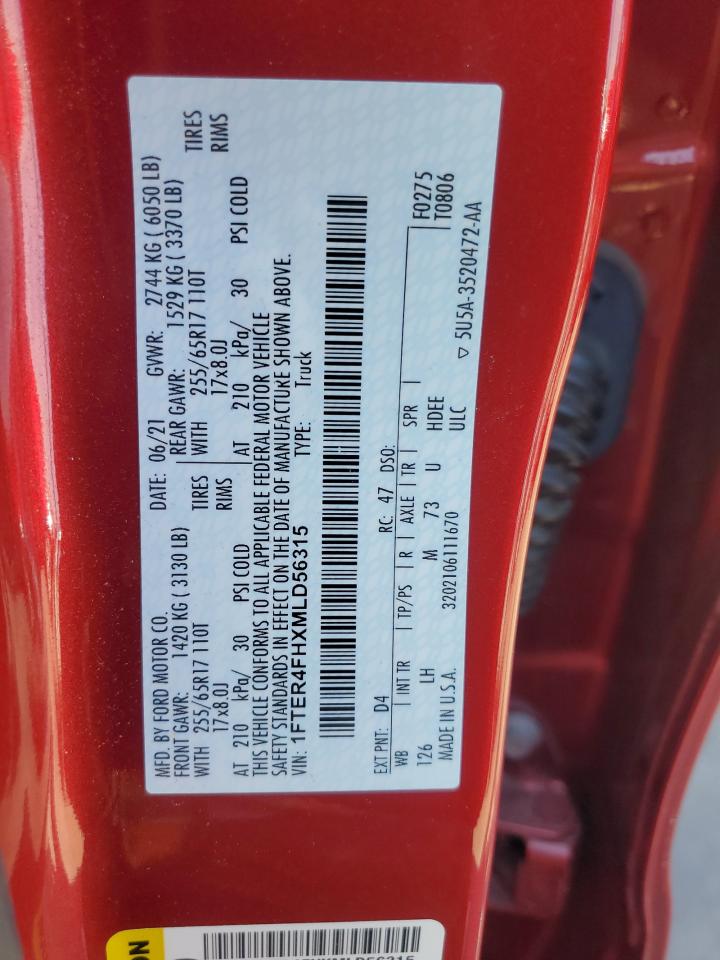 2021 Ford Ranger Xl VIN: 1FTER4FHXMLD56315 Lot: 84739905