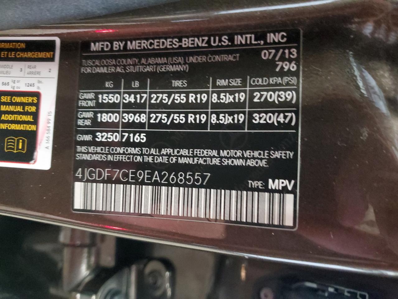 2014 Mercedes-Benz Gl 450 4Matic VIN: 4JGDF7CE9EA268557 Lot: 89856955