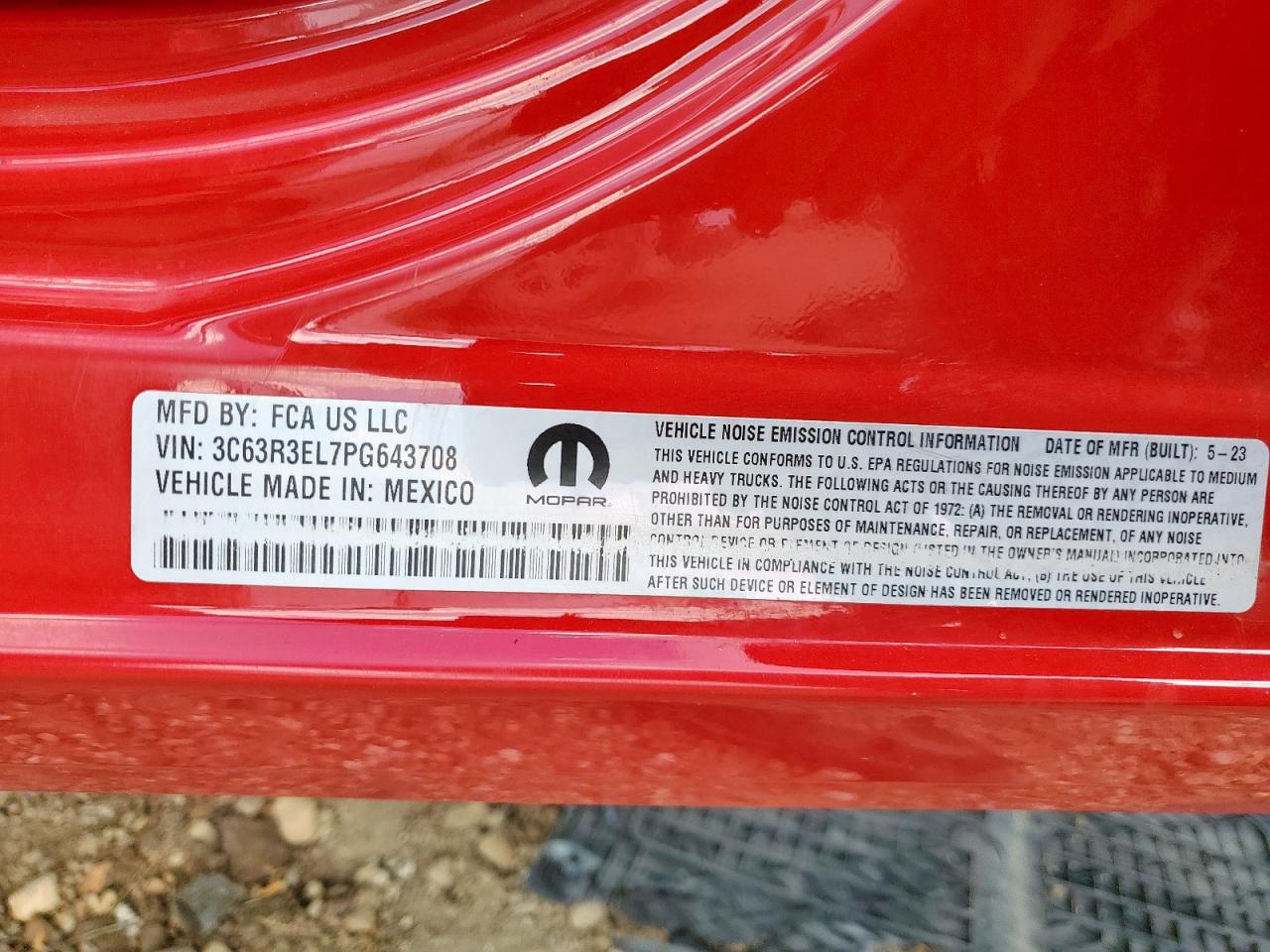 2023 Ram 3500 Laramie VIN: 3C63R3EL7PG643708 Lot: 85142235