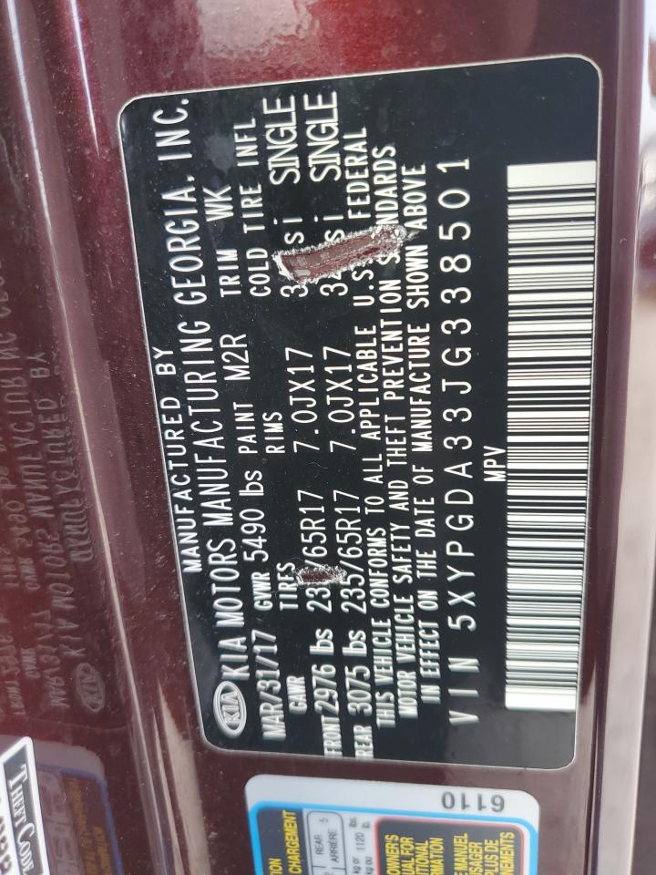 2018 Kia Sorento Lx VIN: 5XYPGDA33JG338501 Lot: 87191255