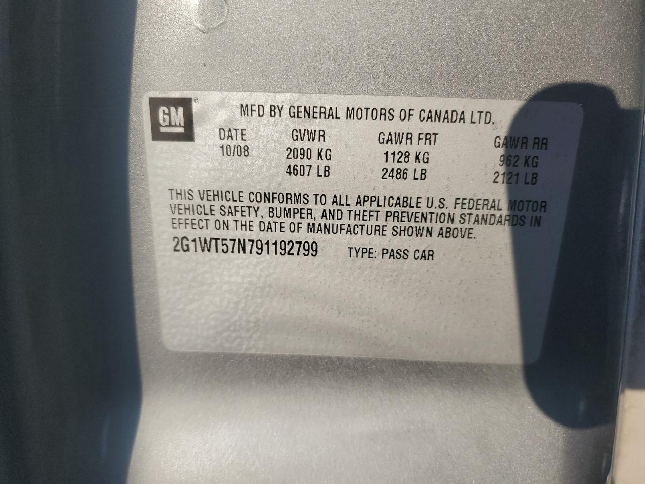 2009 Chevrolet Impala 1Lt VIN: 2G1WT57N791192799 Lot: 90451325