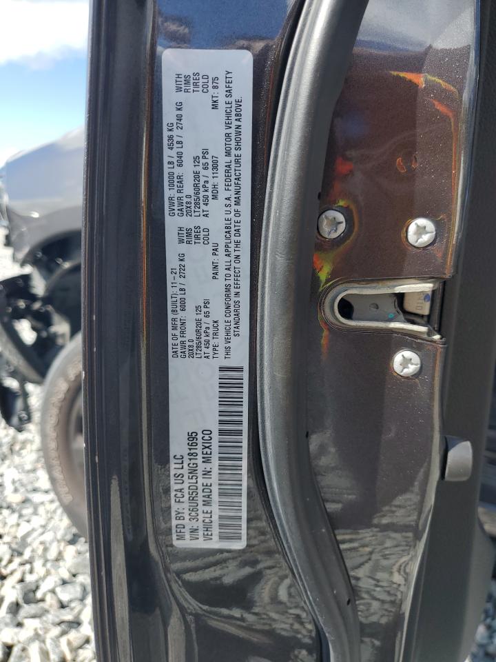 2022 Ram 2500 Big Horn/Lone Star VIN: 3C6UR5DL5NG181695 Lot: 89886685