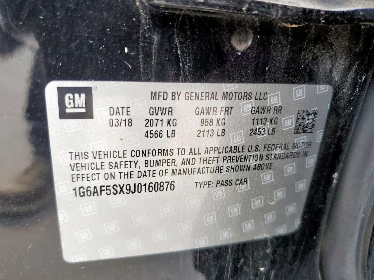 2018 Cadillac Ats Luxury VIN: 1G6AF5SX9J0160876 Lot: 81824555