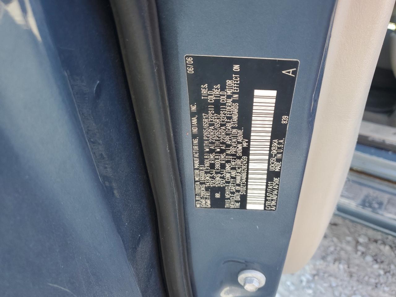 2006 Toyota Sequoia Sr5 VIN: 5TDZT34A86S282459 Lot: 82381815