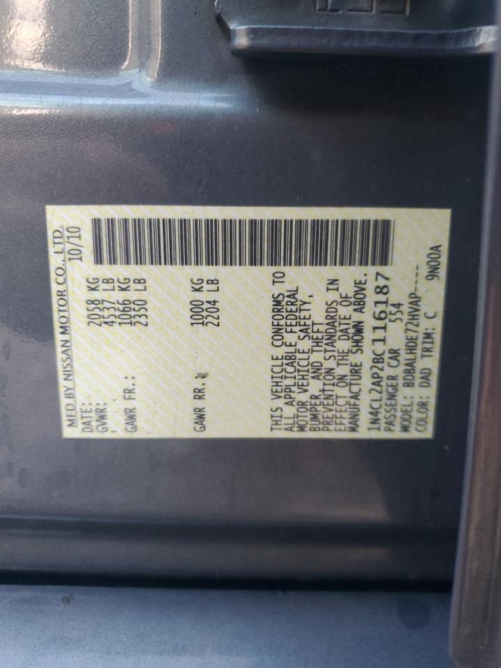 2011 Nissan Altima Hybrid VIN: 1N4CL2AP2BC116187 Lot: 82290185