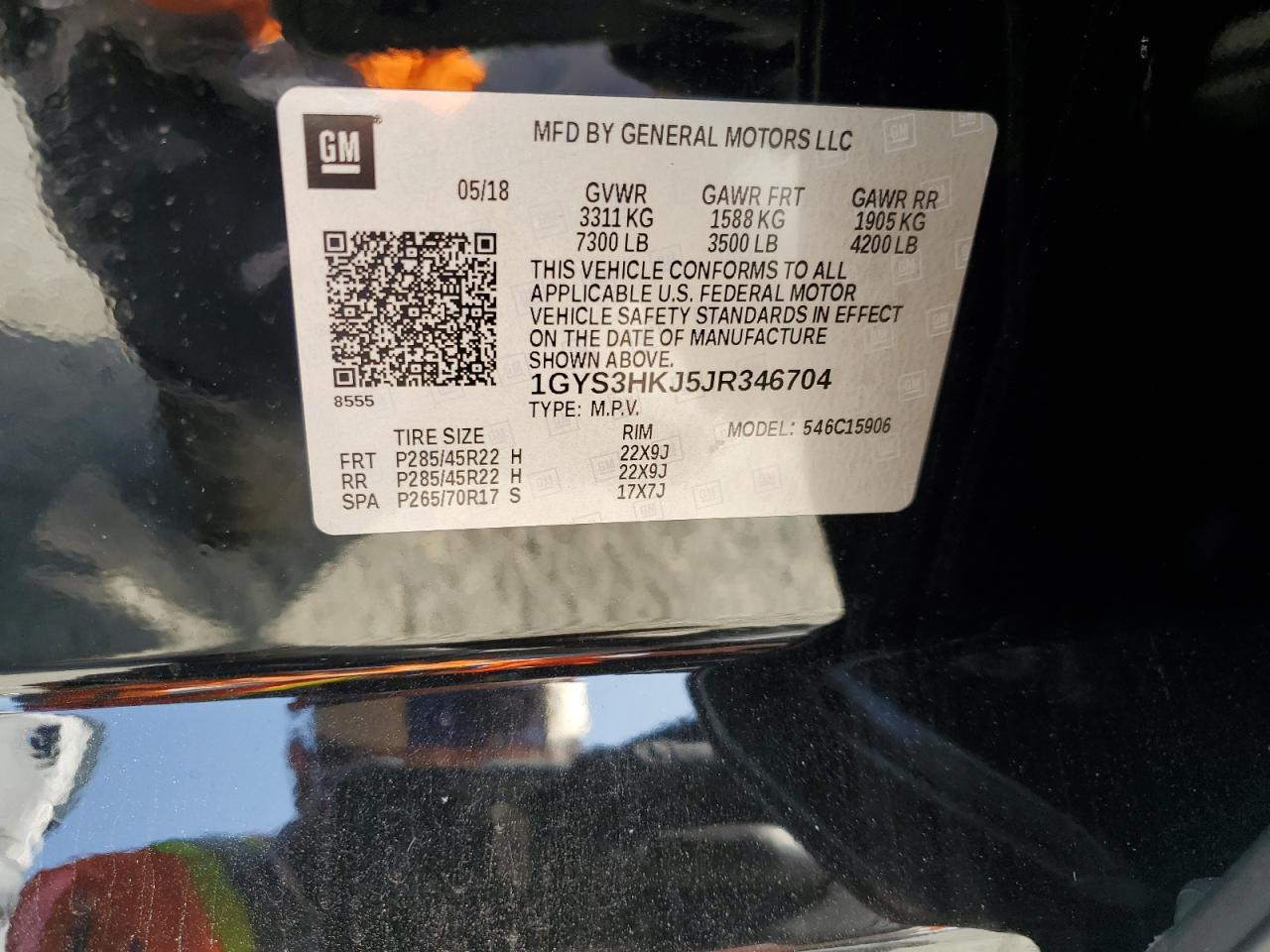 2018 Cadillac Escalade Esv Luxury VIN: 1GYS3HKJ5JR346704 Lot: 87403555