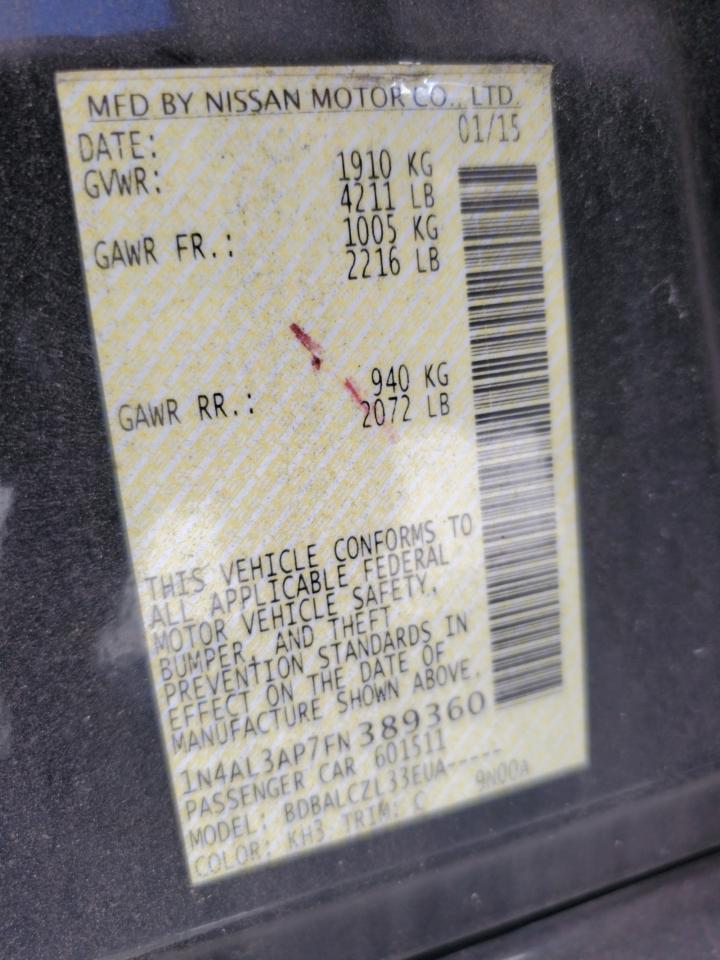 2015 Nissan Altima 2.5 VIN: 1N4AL3AP7FN389360 Lot: 82370785