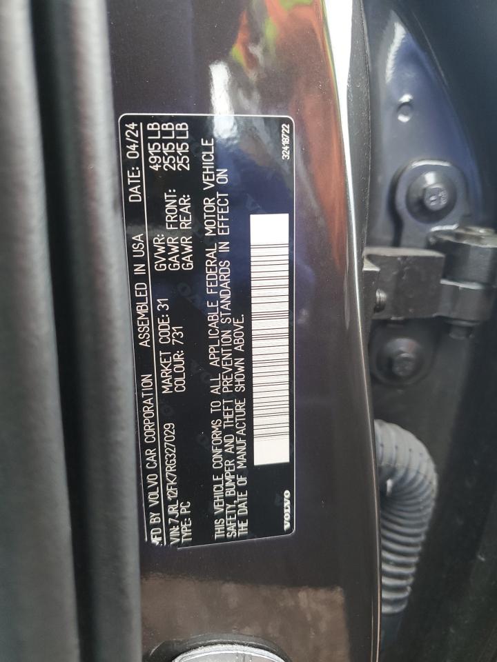 2024 Volvo S60 Core VIN: 7JRL12FK7RG327029 Lot: 82389255