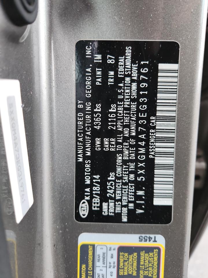 2014 Kia Optima Lx VIN: 5XXGM4A73EG319761 Lot: 82363245