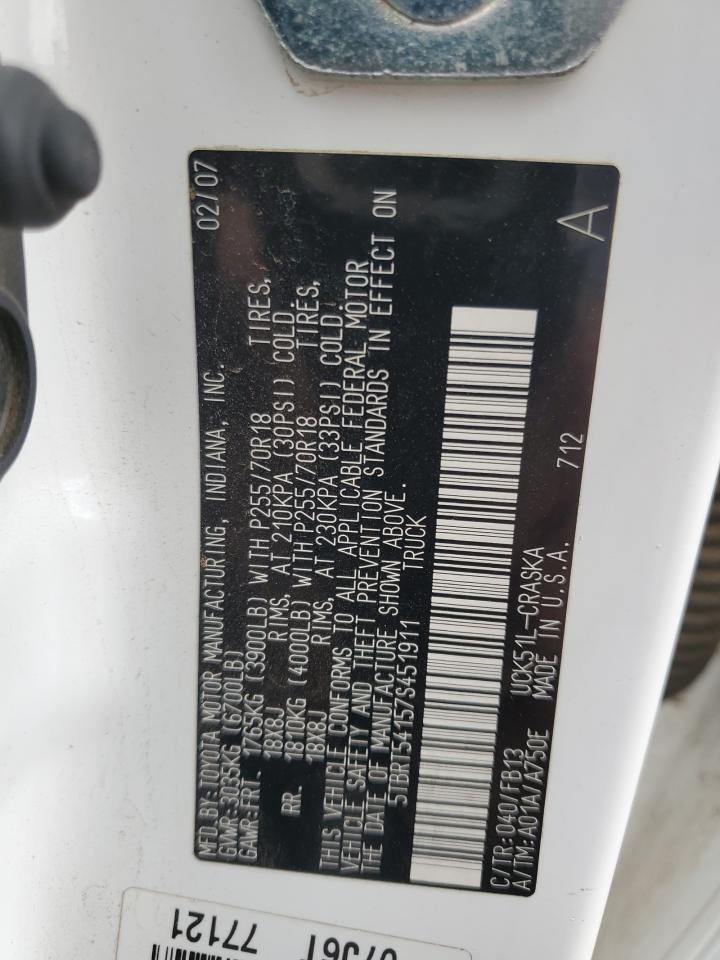 2007 Toyota Tundra Double Cab Sr5 VIN: 5TBRT54157S451911 Lot: 82450935