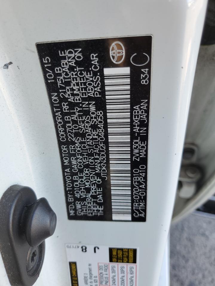 2015 Toyota Prius VIN: JTDKN3DU2F0484058 Lot: 90718795