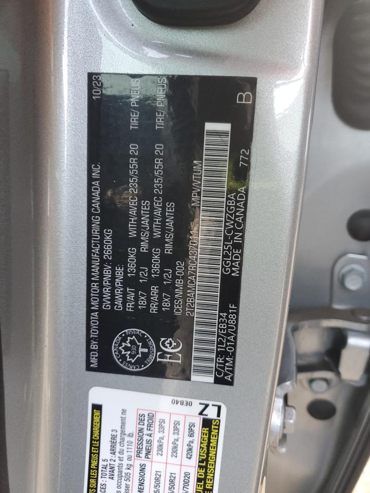 2024 Lexus Rx 350 Base VIN: 2T2BAMCA7RC437011 Lot: 85736485