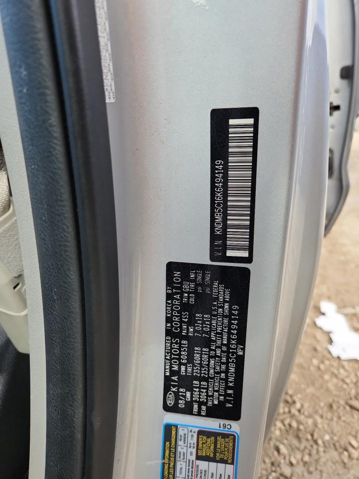 2019 Kia Sedona Lx VIN: KNDMB5C16K6494149 Lot: 87258205