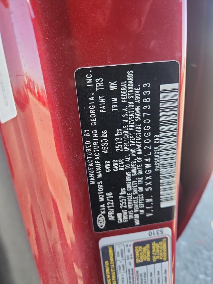 2016 Kia Optima Sx VIN: 5XXGW4L20GG073833 Lot: 82198405