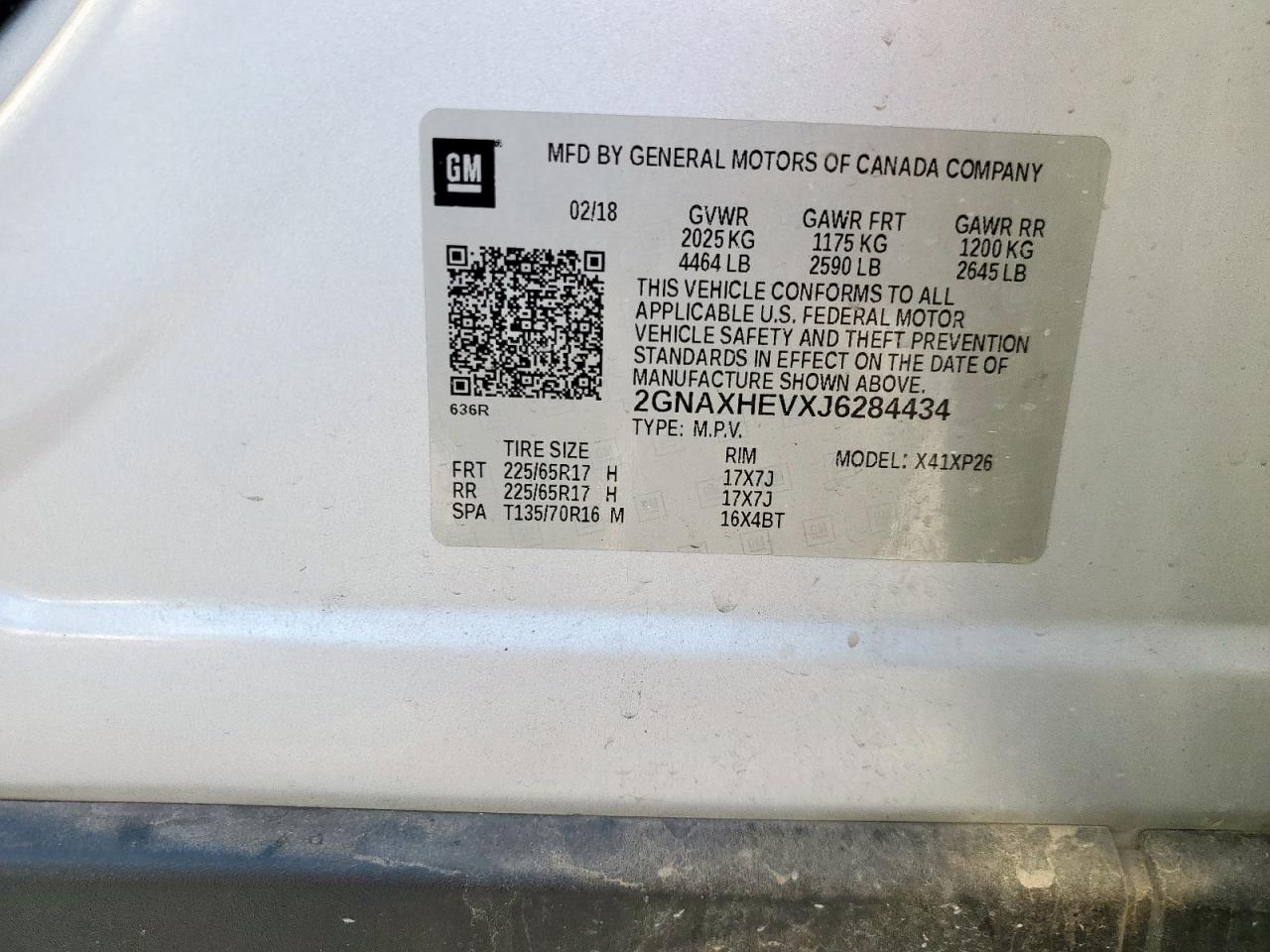 2018 Chevrolet Equinox Ls VIN: 2GNAXHEVXJ6284434 Lot: 82247225