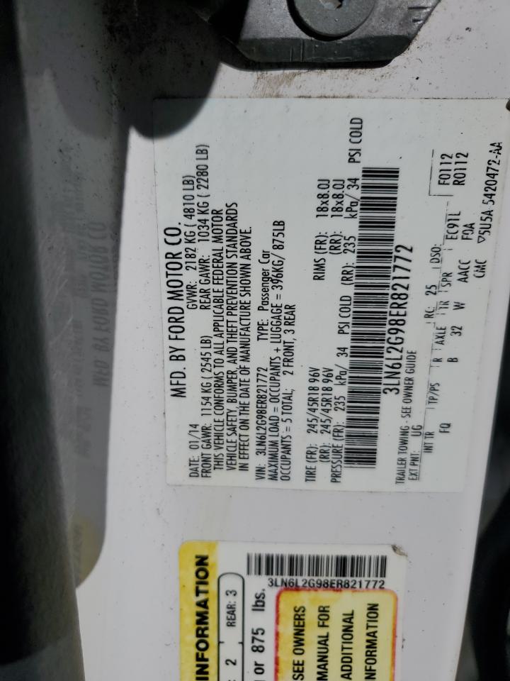 2014 Lincoln Mkz VIN: 3LN6L2G98ER821772 Lot: 82434105