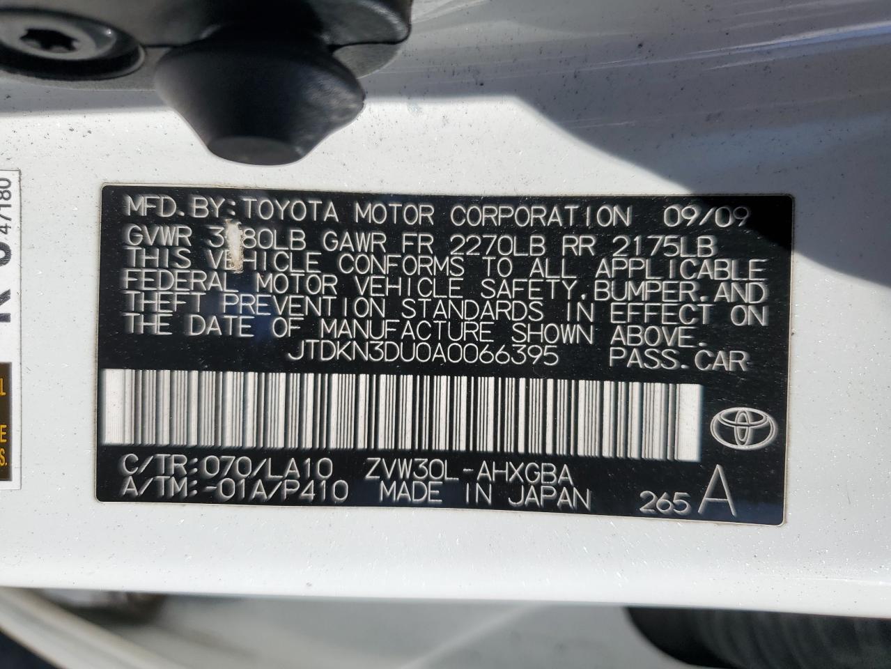 2010 Toyota Prius VIN: JTDKN3DU0A0066395 Lot: 82467945