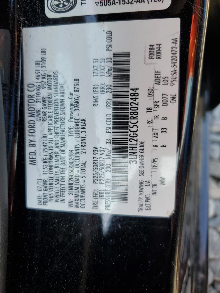 2012 Lincoln Mkz VIN: 3LNHL2GC5CR802484 Lot: 85150755