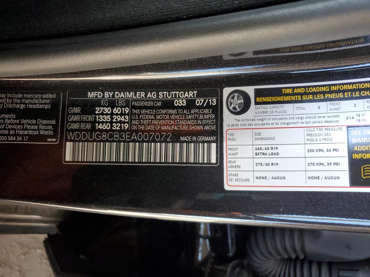 2014 Mercedes-Benz S 550 VIN: WDDUG8CB3EA007072 Lot: 86474895