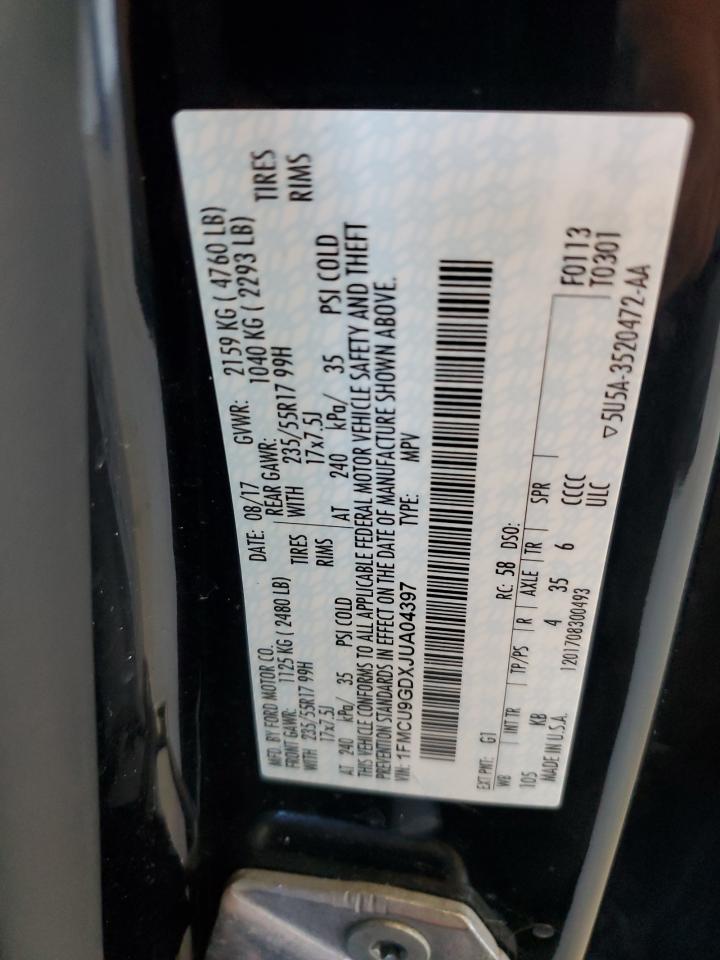 2018 Ford Escape Se VIN: 1FMCU9GDXJUA04397 Lot: 86314305