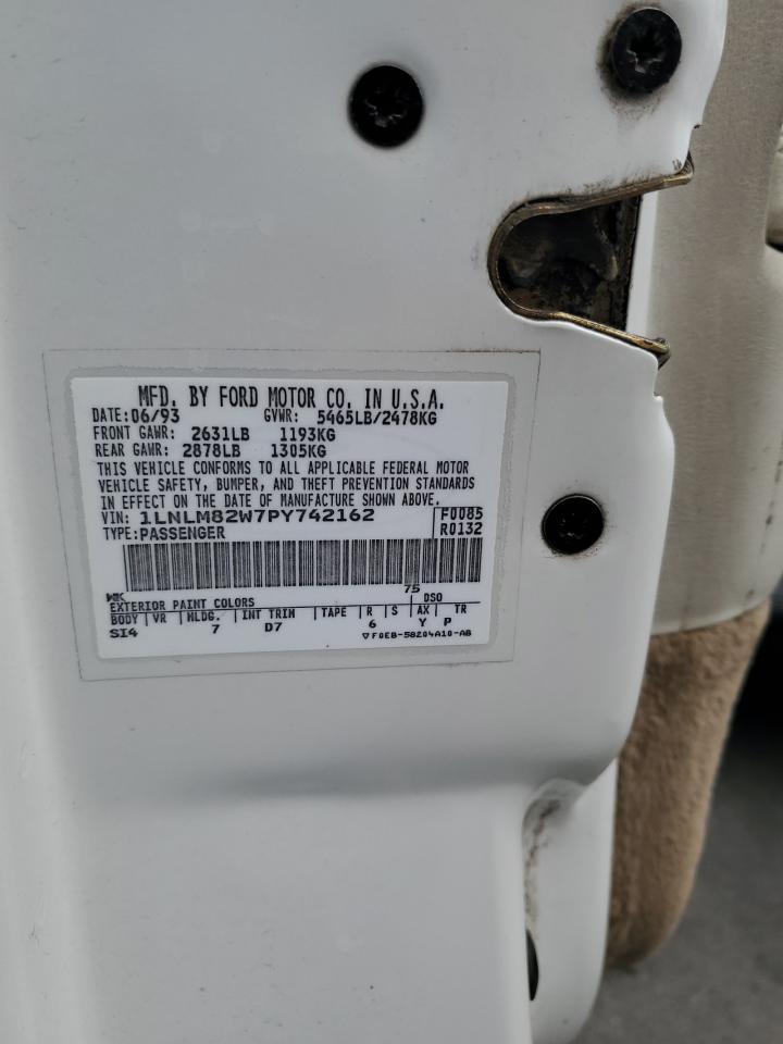 1993 Lincoln Town Car Signature VIN: 1LNLM82W7PY742162 Lot: 81420545