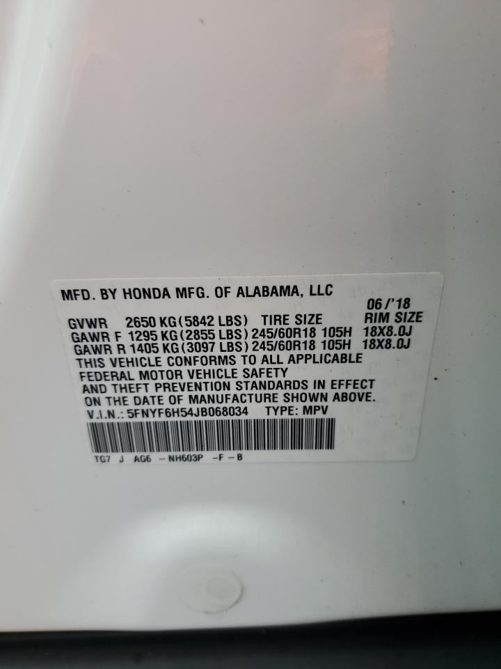 2018 Honda Pilot Exl VIN: 5FNYF6H54JB068034 Lot: 85824075
