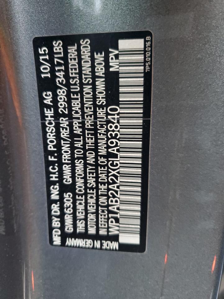 2016 Porsche Cayenne S VIN: WP1AB2A2XGLA93840 Lot: 90058555