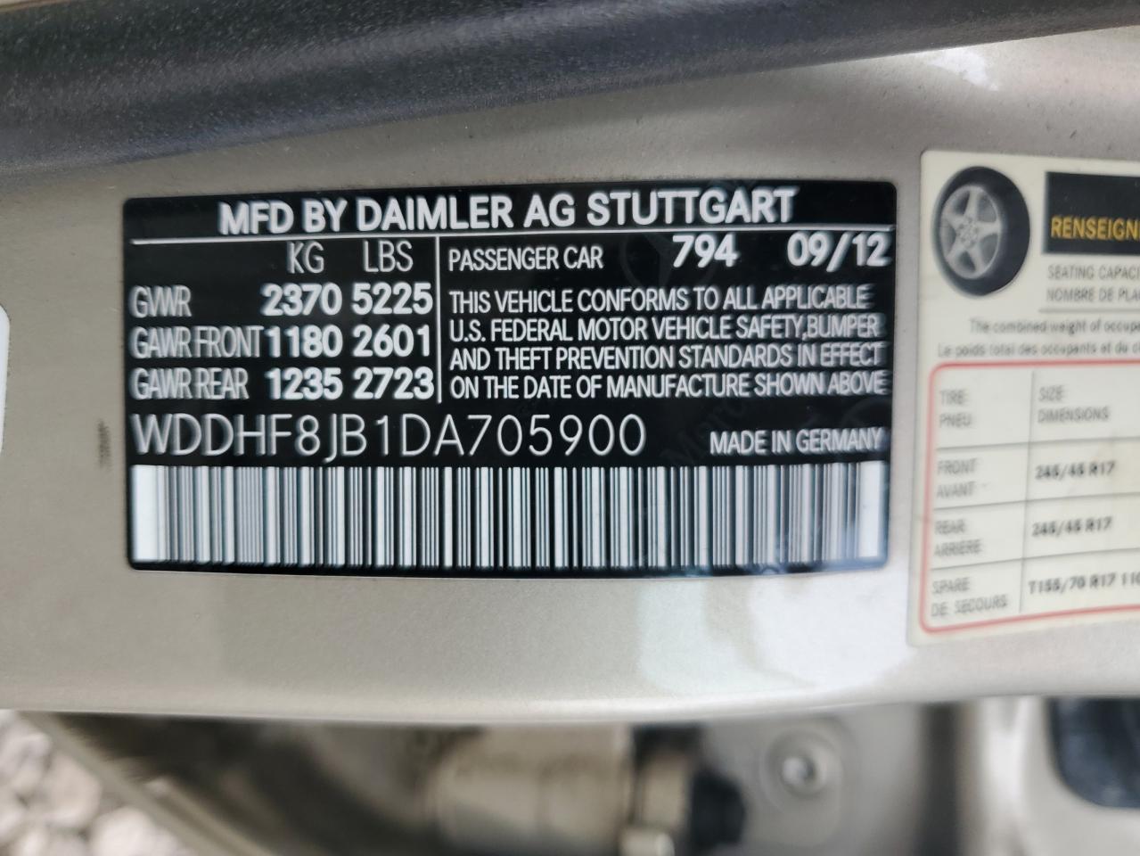 2013 Mercedes-Benz E 350 4Matic VIN: WDDHF8JB1DA705900 Lot: 82374705