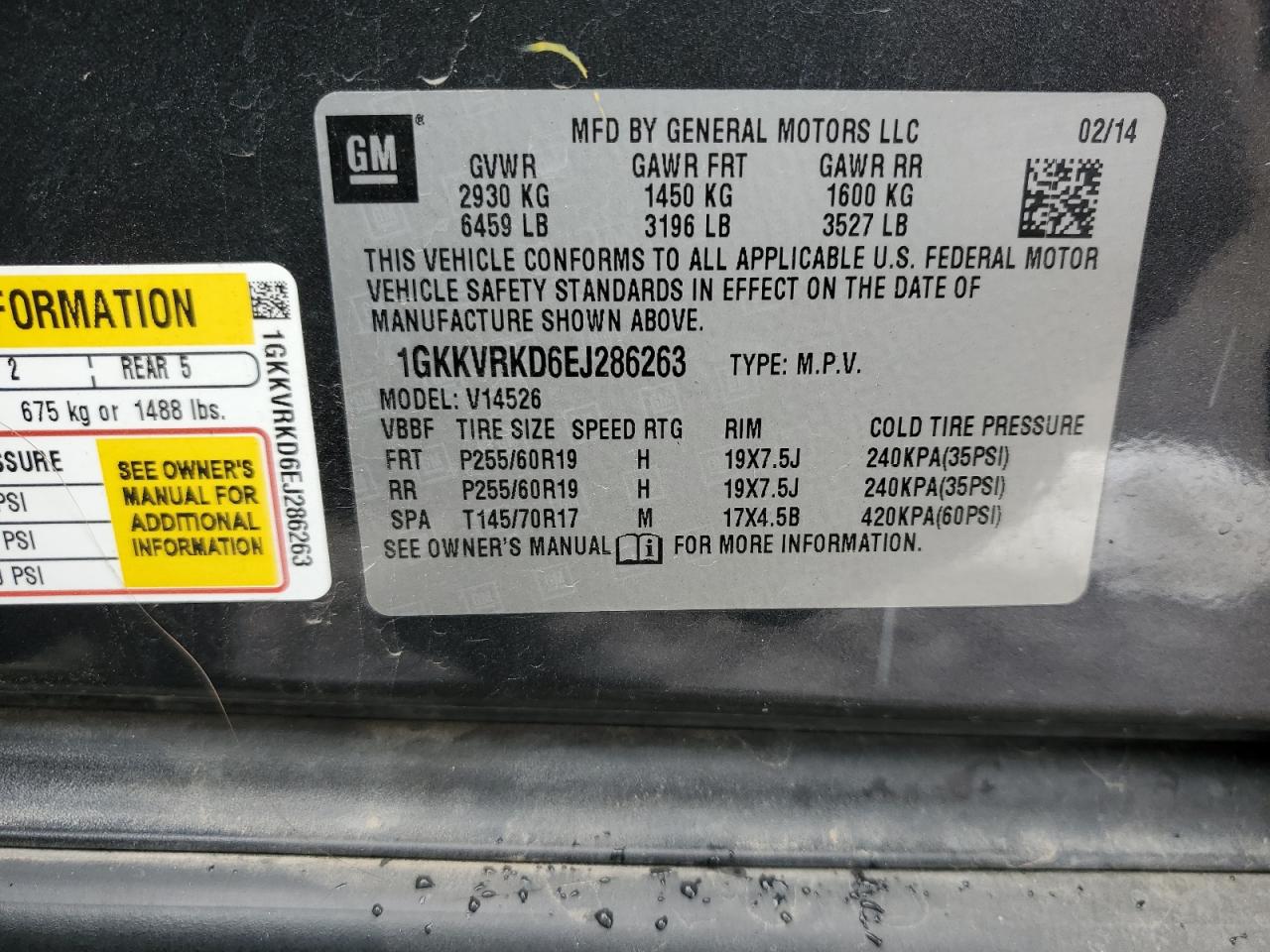 2014 GMC Acadia Slt-1 VIN: 1GKKVRKD6EJ286263 Lot: 86291525