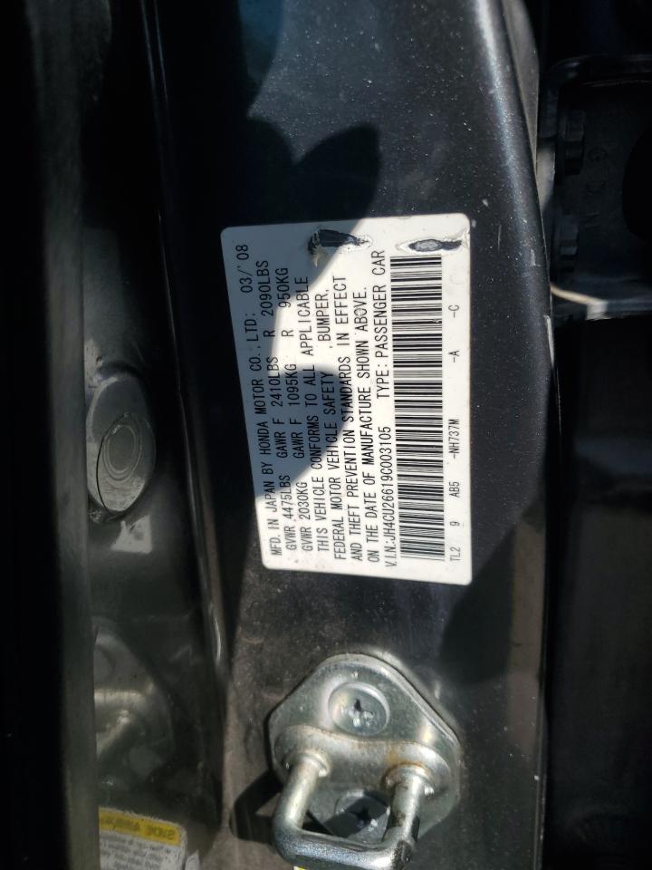 2009 Acura Tsx VIN: JH4CU26619C003105 Lot: 84639695