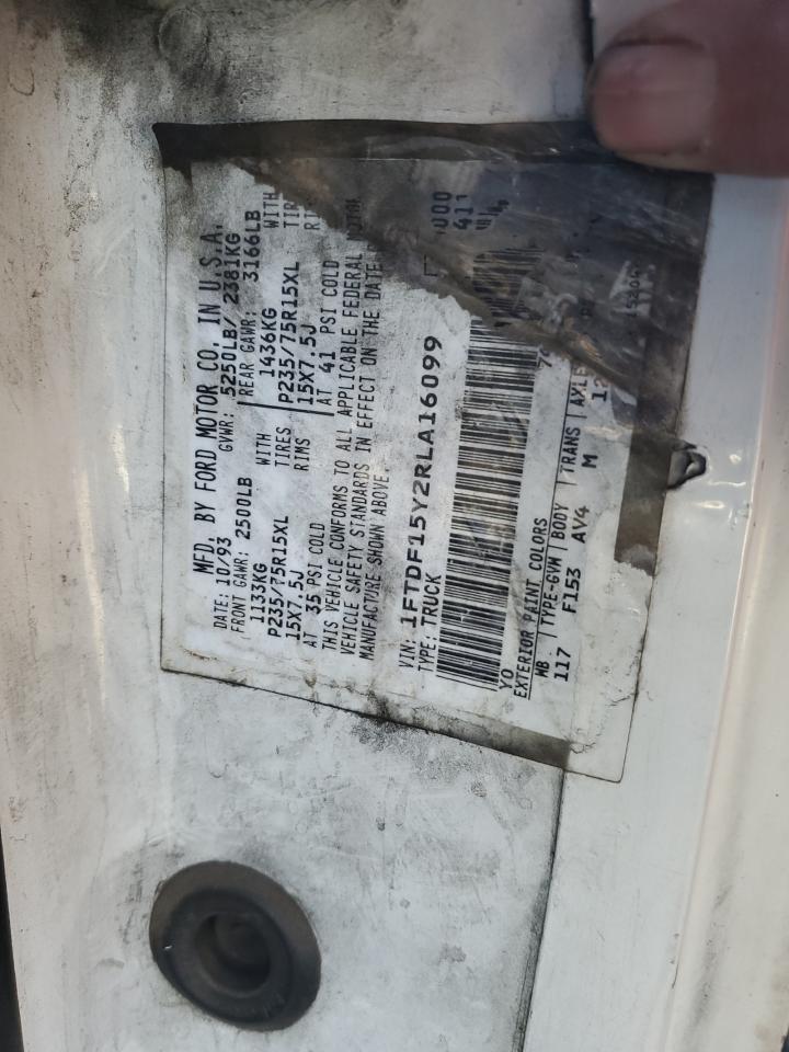 1994 Ford F150 VIN: 1FTDF15Y2RLA16099 Lot: 87362715
