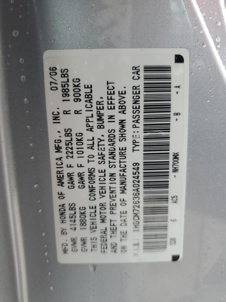 2006 Honda Accord Ex VIN: 1HGCM72636A024549 Lot: 84892075